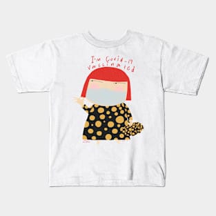 I’m COVID-19 vaccinated, Yayoi Kusama inspired pumpkin yellow dots Kids T-Shirt